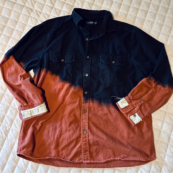 Faded Glory Dip Dye Button Down Shirt w/ Western Cowgirl & Cactus Patches - Picture 2 of 9